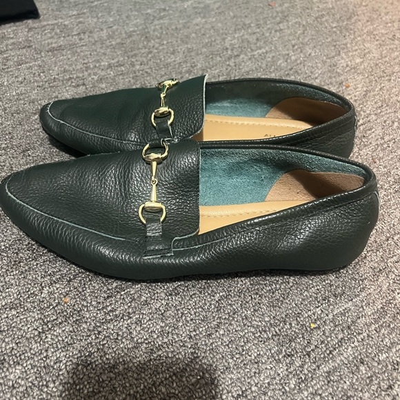 All Black Footwear Horsebit Green Pebbled Leather Loafers Size 39 US 8.5 - Picture 10 of 10